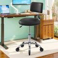 Rolling Stool Chair with Wheels, Office Drafting Chair with Back Support, Height Adjustable Standing Desk Stool with Pu Leather Cushion for