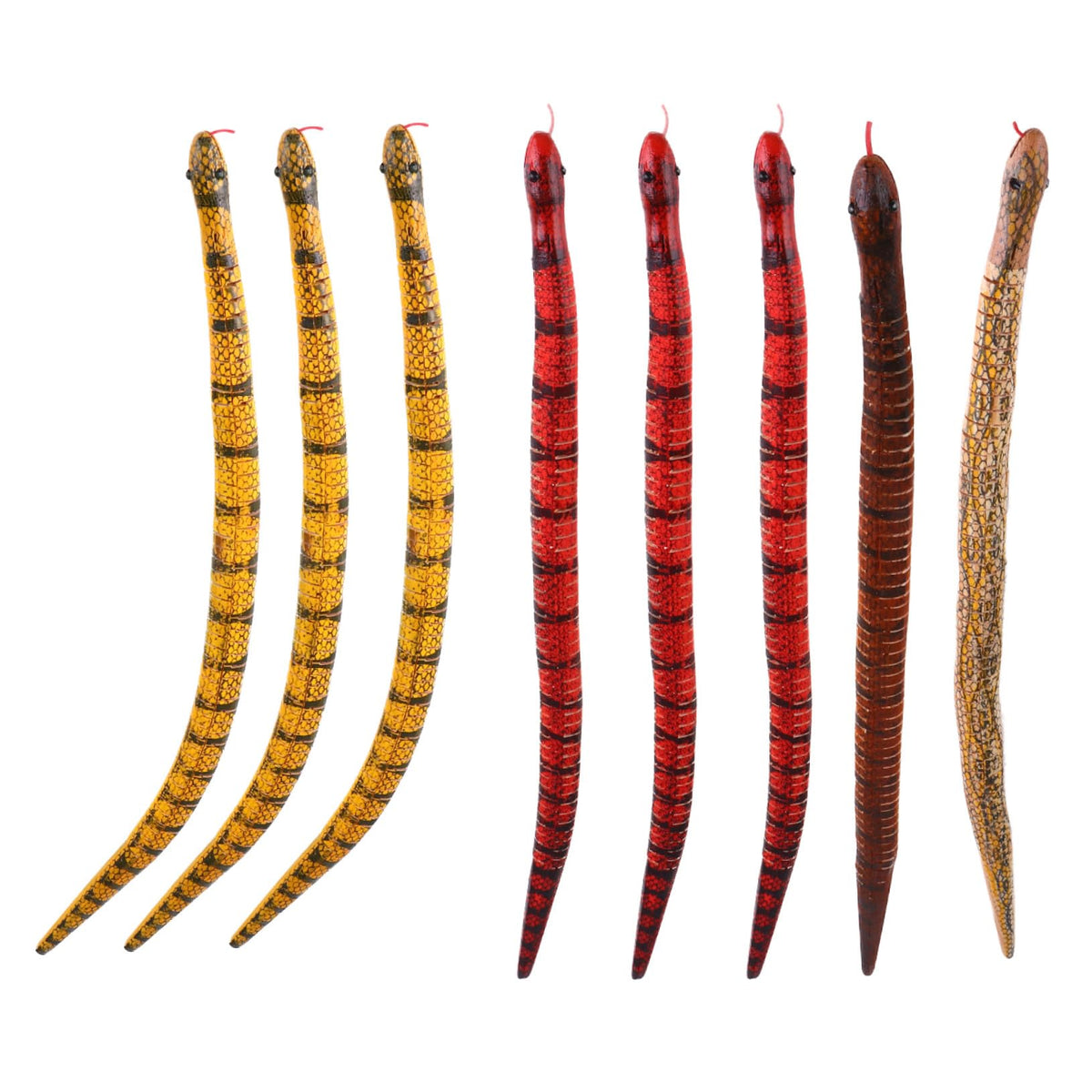 BESTonZON 8Pcs Flexible Wooden Snake Halloween Themed Decor for Spooky Parties Realistic Jointed Design for Interactive Fun and Scary Atmosphere