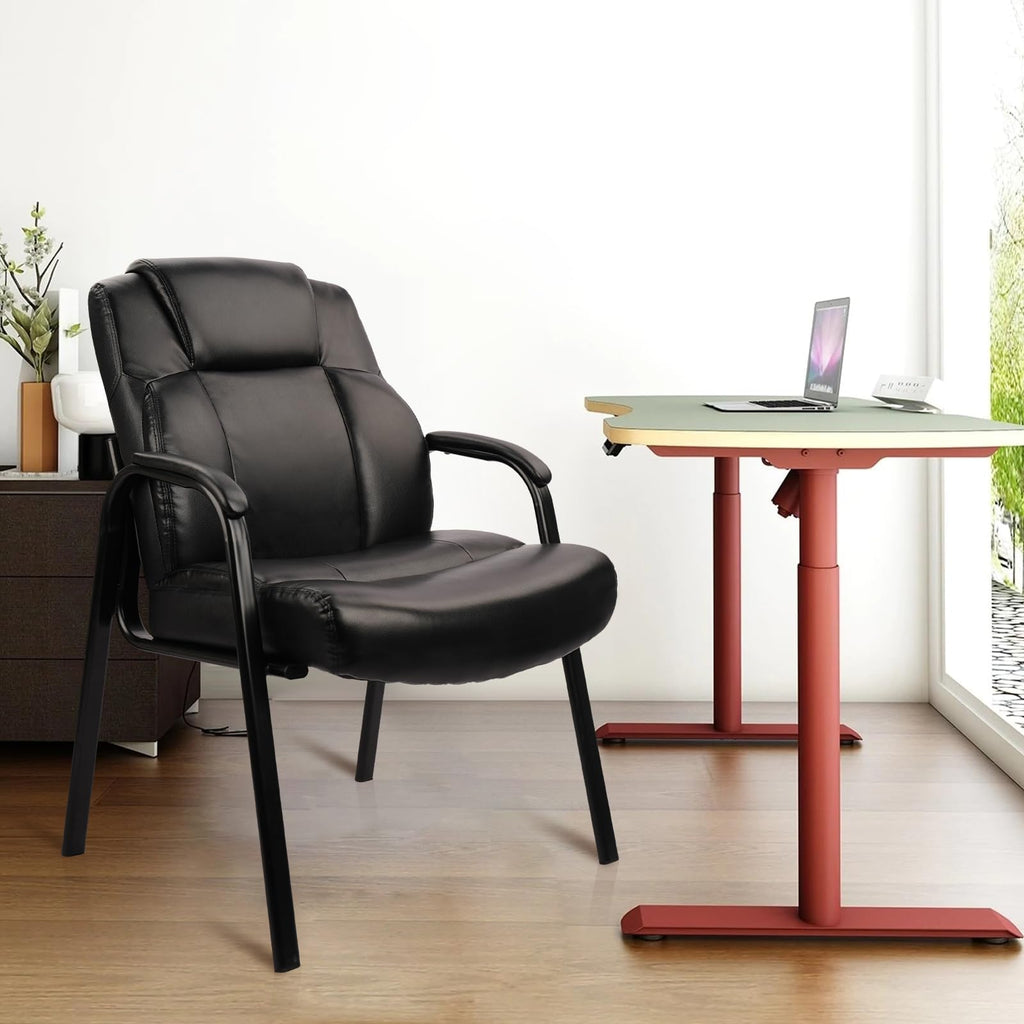 Clatina Big & Tall 500 Lb. Guest Chair, Leather Reception Chairs with Padded Arm Rest for Waiting Room Office Home and Meeting