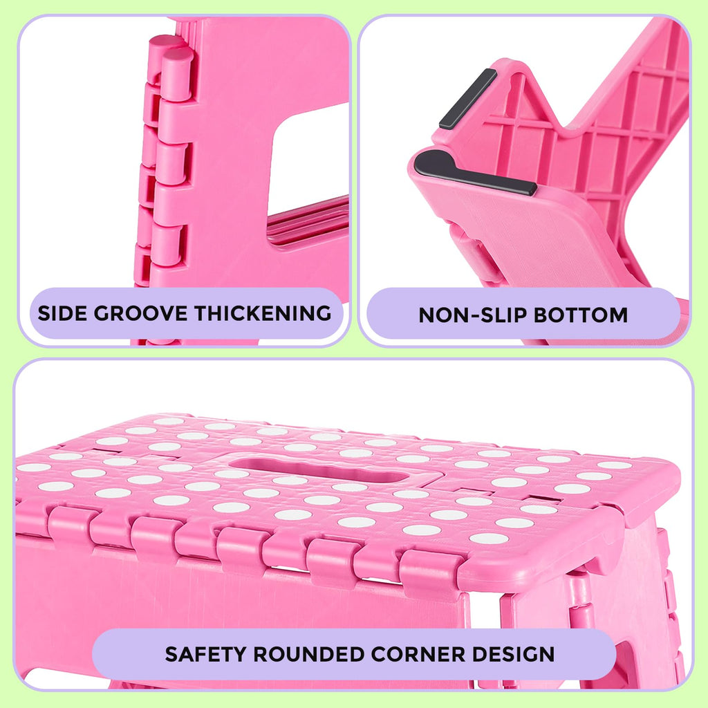 Dyforce Non-slip Folding Step Stool - 13 Inch Height Heavy Duty Foldable Stool for Adults Kids, Plastic Step Stool Camping Stepping Stool -