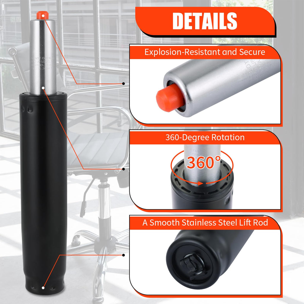 Flkqc Universal Office Chair Gas Lift Cylinder Replacement, 4.7" Long Stroke Gas Lift, Heavy Duty Gas Lift Hydraulic/pneumatic Piston for