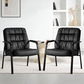 Olixis Office Waiting Room Guest Chair Set of 2, 500lbs, Faux Leather, 2 pack, Modern Black