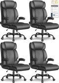 Office Chair-executive High Back Breathable Big and Tall Office Chair Flip-up Armrests Lumbar Support-ergonomic Leather Rolling Swivel Chair