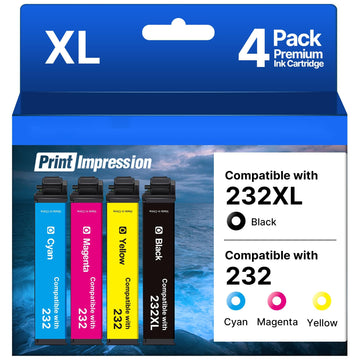 Remanufactured Replacement for 232 Ink Cartridge Replacement for Epson 232XL Ink Cartridges Combo Pack to Work with Epson Workforce WF-2930 WF-2950 Expression XP-4200 XP-4205 Printer (4 Pack-BCMY)