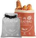 2 Pack Beeswax Bread Bags for Homemade, Reusable Bread Bag for Sourdough, 17×13Inches XL- Waxed Linen Food Storage Bag to Keep Sourdough Fresh, Freezer-Safe, Eco-Friendly (Orange&Grey)