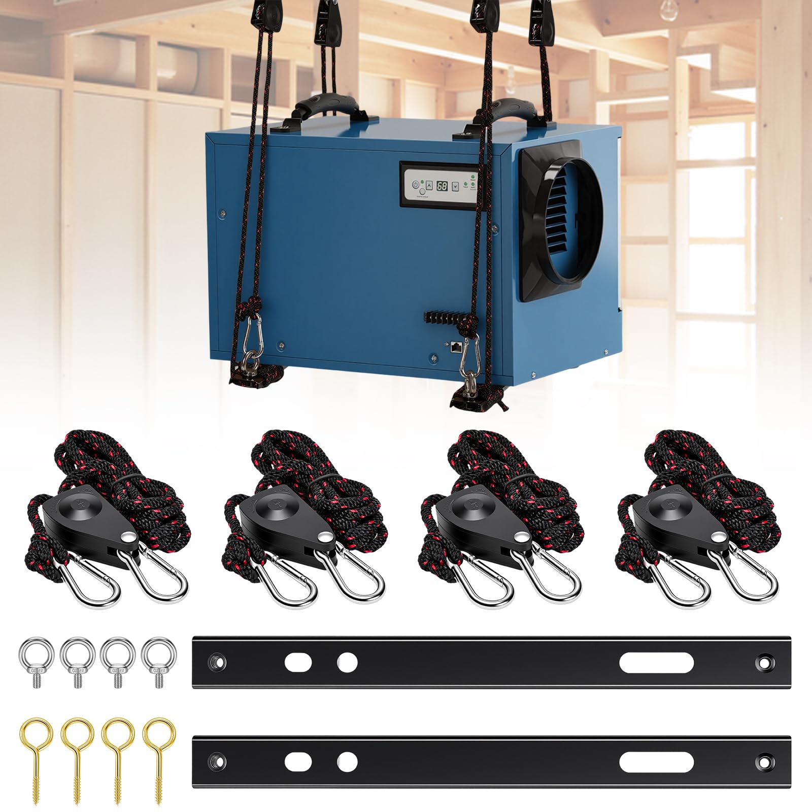 Dehumidifier Hanging Kit for Crawl Space & Basement, Heavy-Duty Metal Joist Mount Frame, Anti-Vibration Dehumidifier Mounting Brackets to Reduce Noise, Easy Install Suspension Hardware - Load 300 lbs