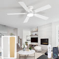 52 Inch Ceiling Fan with Lights, White Modern Low Profile Flush Mount Fan, App&Remote Control, Dimmable LED 3 Color Temperatures, Quiet Reversible DC Motor, 6 Speeds Timer for Bedroom LivingRoom Patio