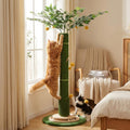 45 Inch Tall Cat Scratching Post for Indoor Cats Adults, Heavy Duty Tall Cat Scratcher with Sisal Rope, Sturdy Large Cat Scratching Post with Hanging Ball Grooming Brush for Kittens Medium Large Cats