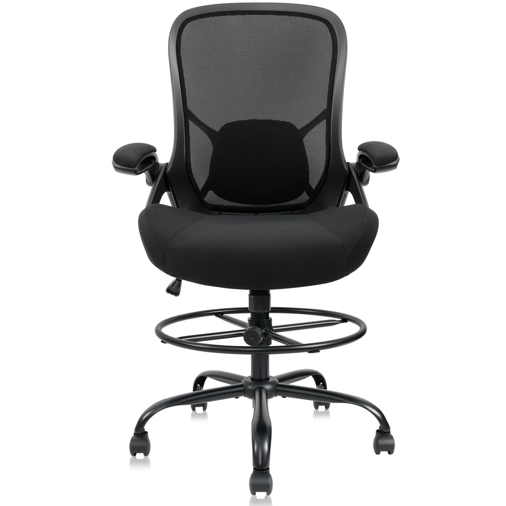 Hylone 400lbs Big and Tall Heavy Duty Drafting Chair 5" Thickened Seat Tall Office Chair Flip-up Armrests Ergonomic Chair with Lumbar Support