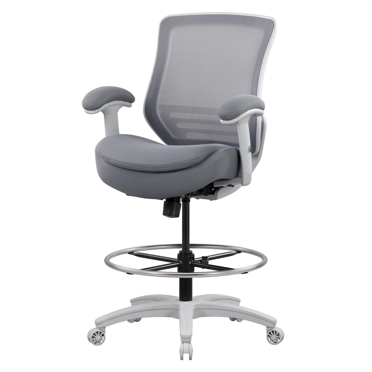 Wittlong 400lbs Office Drafting Chair Wide Dual Seat Cushion Height Adjustable Armrest for High Standing Desk with Lumbar Support and Enlarged