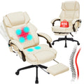 Massage Office Chair with Foot Rest 6 Points Vibration and Heat Home Office Desk Chairs for Heavy People 400lbs Reclining Managerial Chairs