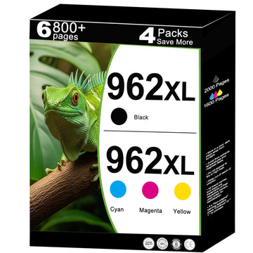 962XL Ink Cartridge Combo Pack Replacement for HP 962 XL 4 Packs to use with 9015e 9010 9015 9025e 9020 9018e 9018 9025 9012e 9010e 9012 9020e 9019 Printer with V16.3.1 Chip(Cyan Magenta Yellow Black)