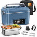 Cordless Electric Lunch Box for Adults, Heated Lunch Box Battery Powered with Automatic Heating, 5.5 Cups Portable Food Warmer with Carry Bag for Work & Travel(Blue)