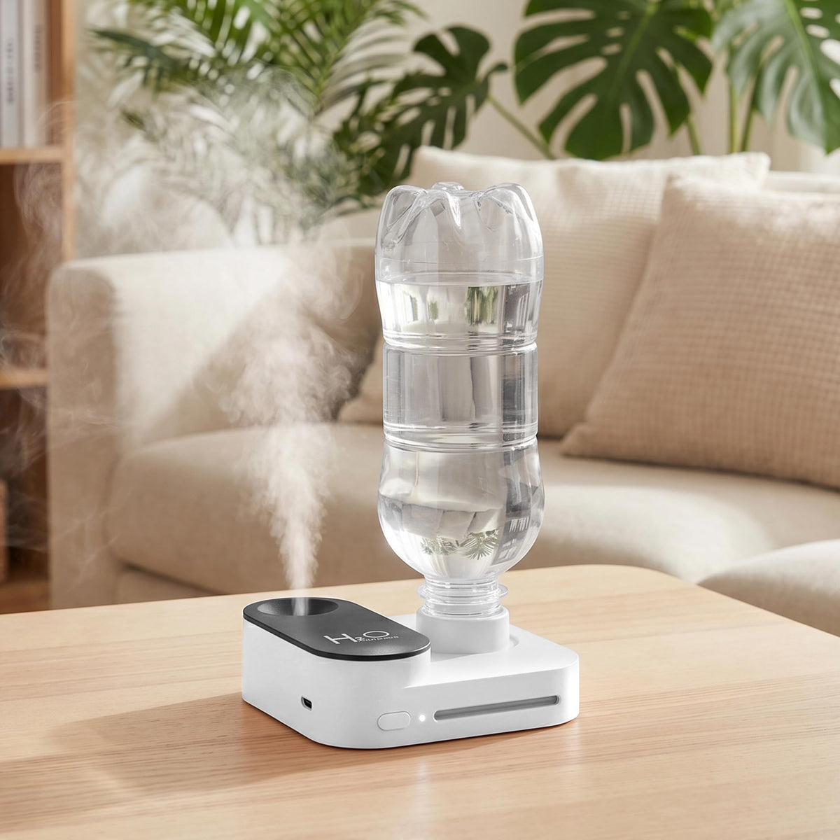 Travel Humidifier, Portable Mini Cool Mist Humidifier, Small Bottle Humidifier with Auto Shut-Off, Night Light, USB Rechargeable, for Bedroom, Office, Hotel, Car and Plants,White