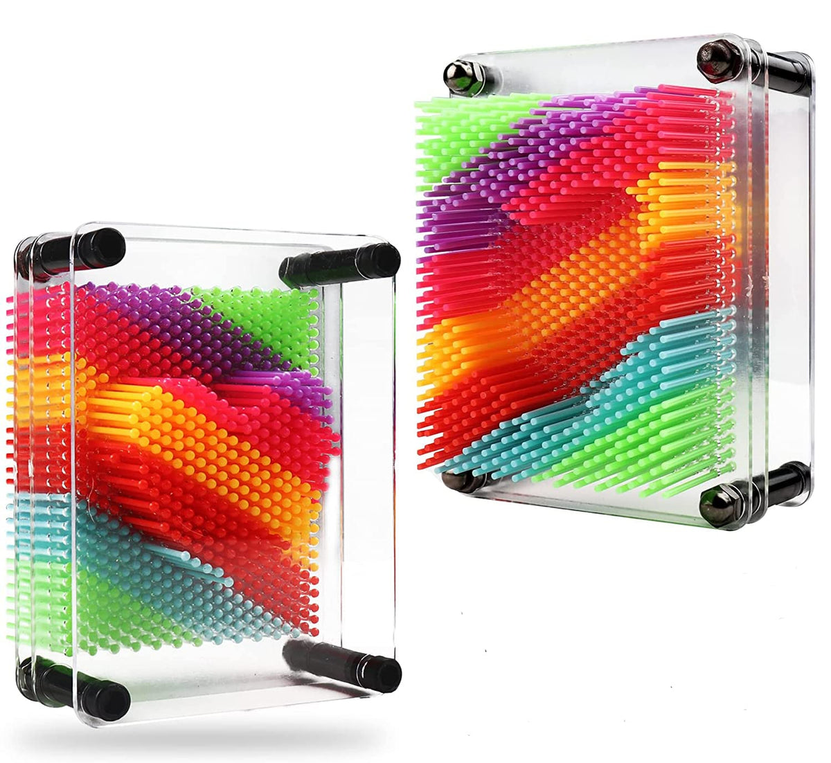 3D Pin Art Toy – Unique Rainbow Plastic Pin Art Board for Kids?3.7 * 5 inch 3D Pin Impression Sculpture Needle Toys to Inspire Imagination and Creativity for Children (Small)