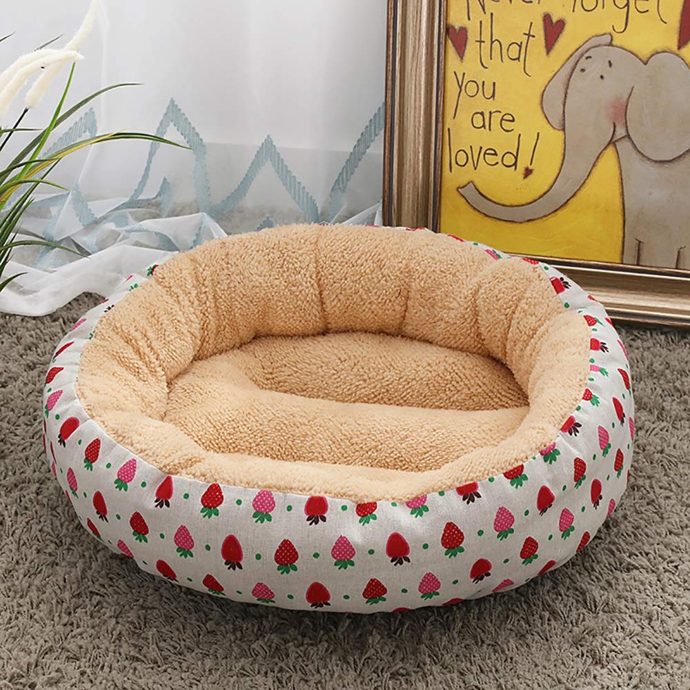 Beige/White + Strawberry Fashion Pet Supplies Kennel Cat Litter Small Medium Dog Pet Dog Pad 50 50 14 cm