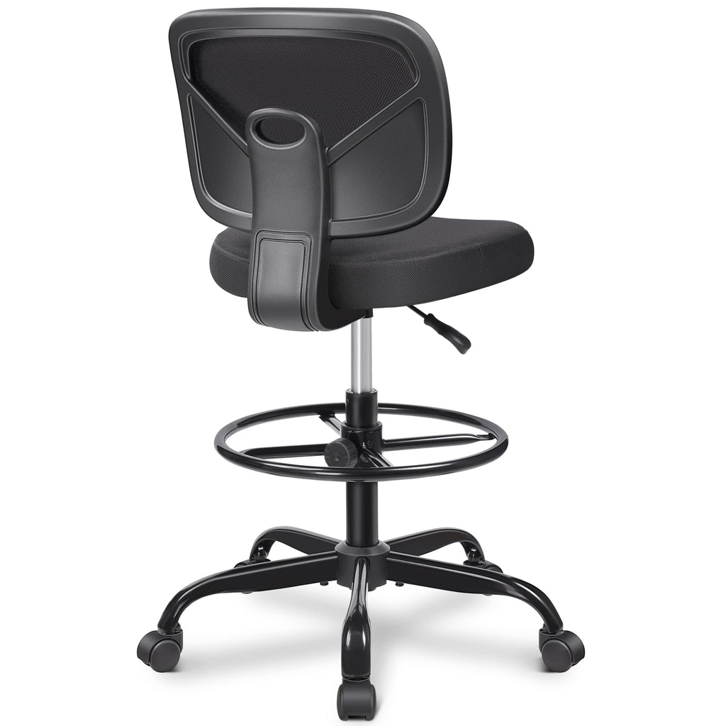 Primy Tall Drafting Desk Chair - Armless, Adjustable Height, Mesh Back, Rolling, Standing Desk Chair for Art Room, Office or Home (black)