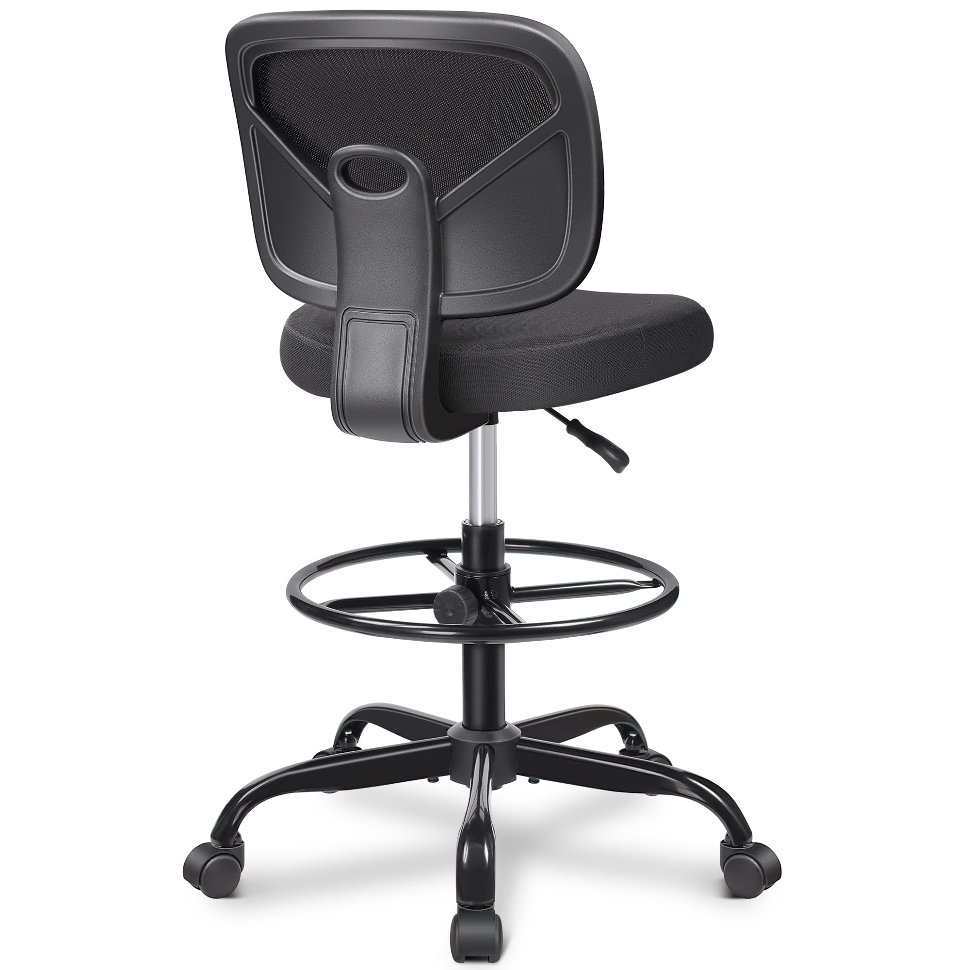 Primy Tall Drafting Desk Chair - Armless, Adjustable Height, Mesh Back, Rolling, Standing Desk Chair for Art Room, Office or Home (black)