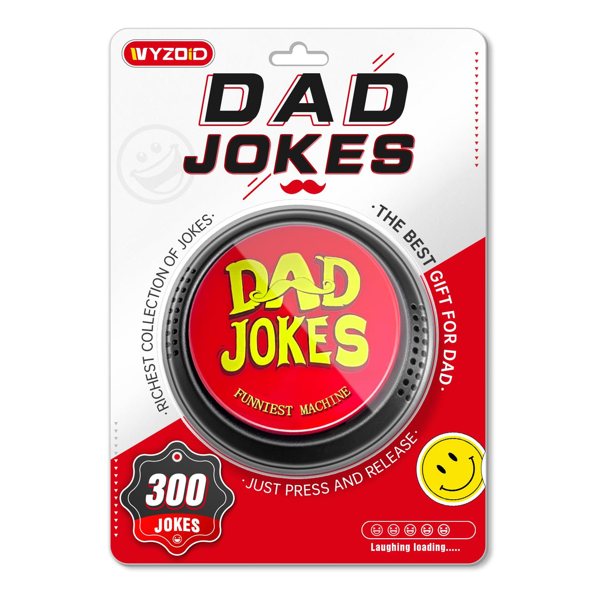 WYZOID Funny Gift for Dad – Dad Joke Generator Button with 300 Jokes, from Kids, Gag Gift for Men Who Have Everything, Talking Joke Machine for Husband Grandpa