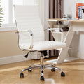 Haranuo Office Chair, Ergonomic Executive Conference Room Chairs, Ribbed Leather Desk Chair with Lumbar Support, Adjustable Height Mid-back