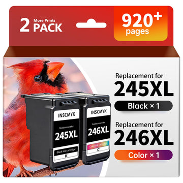 245XL Black and 246XL Color Replacement for Canon 245XL 246XL Combo Pack PG-245XL CL-246XL for Canon MX490 MX492 MG2520 MG2522 TR4522 TR4520 TR4500 TS202 TS3122 TS3320 TS3322 Printer (2 Pack)