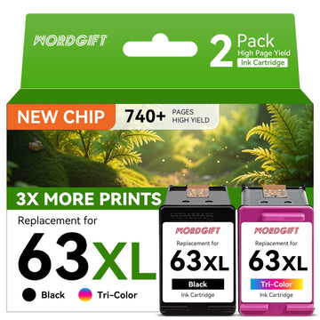 63XL Ink Cartridge Combo Pack Remanufactured for 63XL Black Tri-Color 63 Works for Envy 4510 4520 4511 4650 4655 5255 5258 5200 OfficeJet 3830 3836 DeskJet 1110 3630 Printer