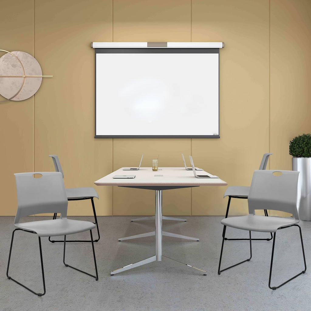 Klasika Stackable Guest Reception Chairs, Stacking Office Chair with Ergonomic Lumbar Support & Metal Legs, Plastic Desk Chairs for Conference