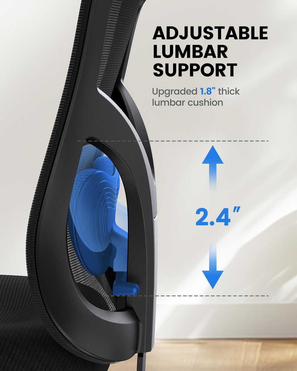 Noblewell Ergonomic Office Chair with Padded Lumbar Support, 2d Headrest, Adjustable Armrests, Upgraded Contoured Seat Cushion, 130° Rocking