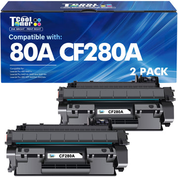 80A CF280A Toner Cartridge Black M401dn Compatible for HP CF280A CF280X 80X | Compatible for HP 80A Toner LaserJet Pro 400 M401n M401dn MFP M425dn M401dne M401dw M425dw M401 M425 Printer Ink 2-Pack