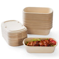 [100% Eco-Friendly] Disposable Food Containers with Lids – Sugarcane Pulp Take Out Boxes, Biodegradable, Compostable, Microwave Safe Lunch Containers – Pack of 50 (24 OZ)