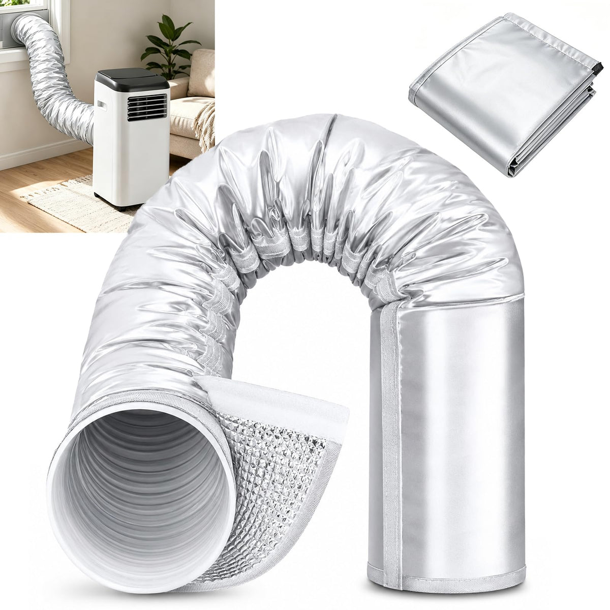 AC Hose Insulation Sleeve Cover, Portable Air Conditioner Hose Cover Wrap Dustproof AC Duct Vent Cover Sleeve for 5" & 5.9" Diameter Exhaust Hose (1)