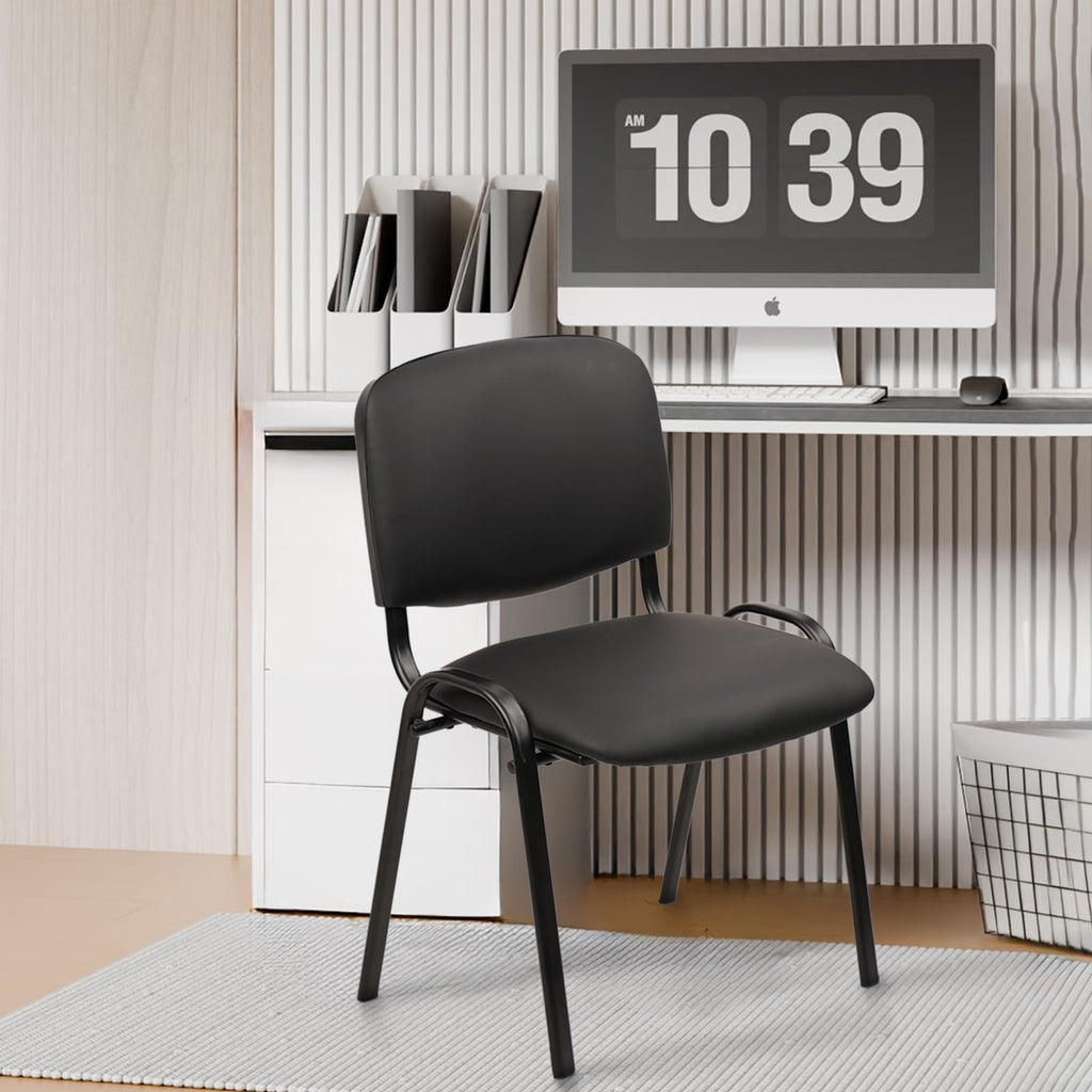 Clatina Stackable Waiting Room Chairs,pu Leather Guest Reception Chair with Upholstered Thickene Seat and Back Support, Stacking Chair Metal