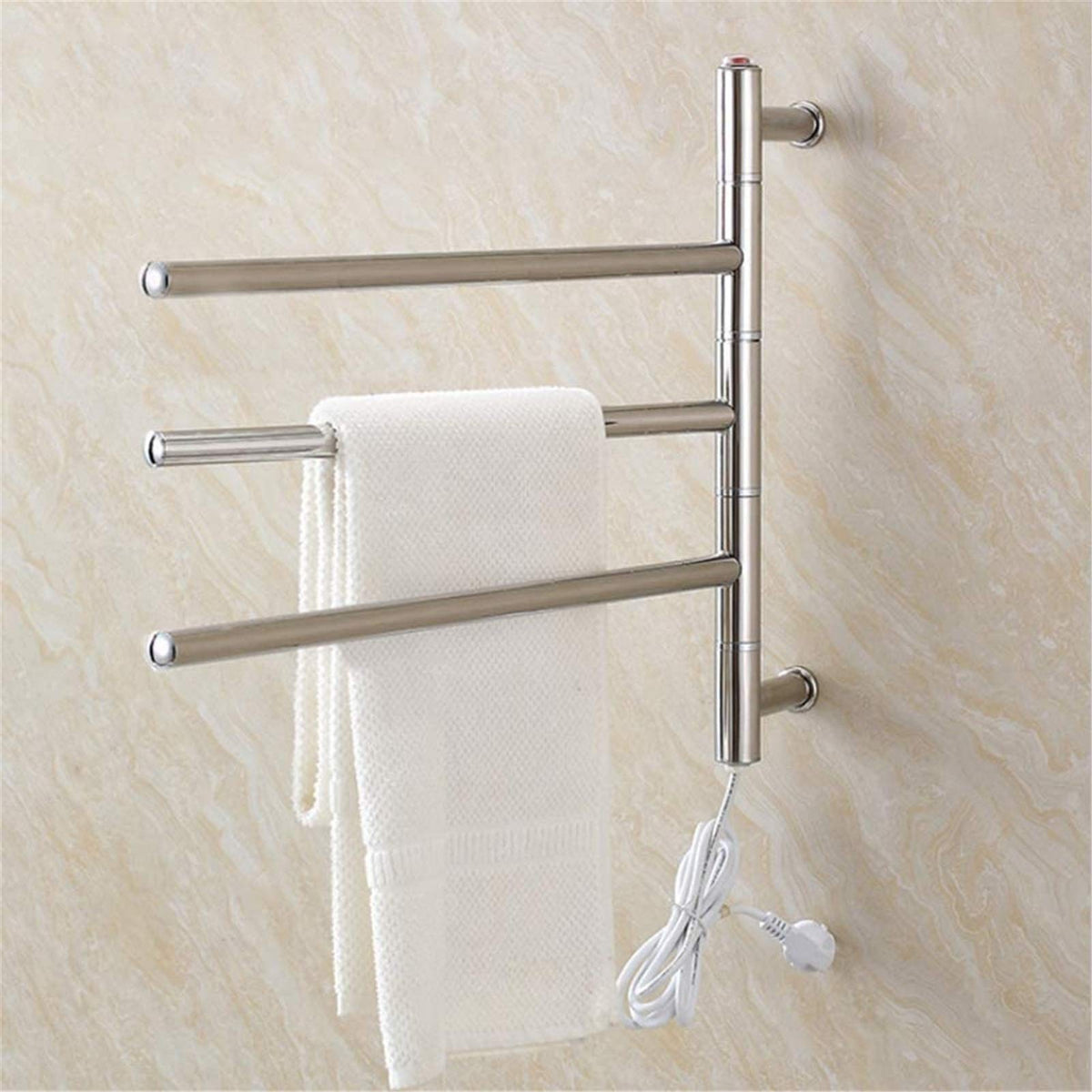 Towel Warmer, Towel Warmer,Heated Towel Rack, Electric Heated Towel Rail Wall-Mounted Electric Stainless Steel Rotatable Electric Safety Energy Saving Towel Rack Bathroom Accessori