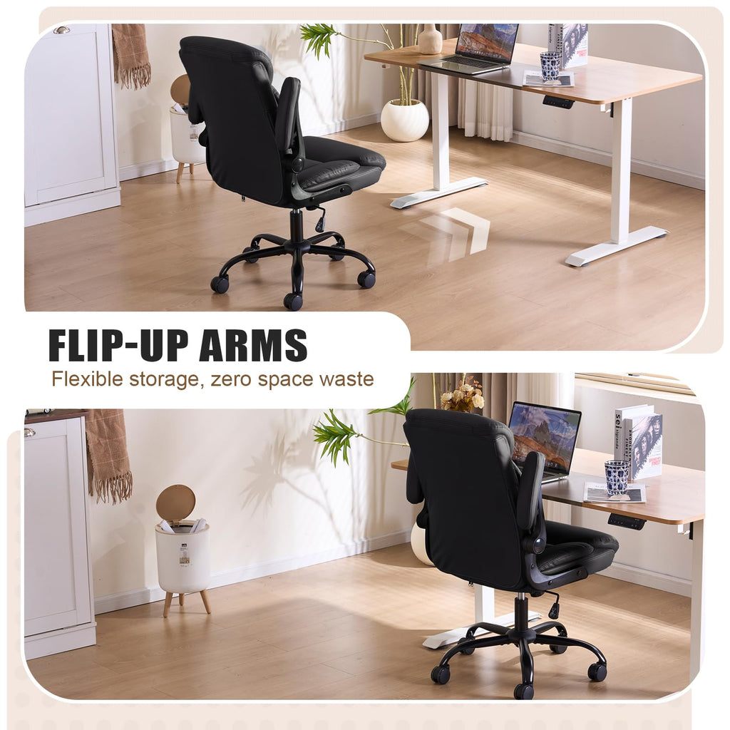 Joynet Leather Executive Office Chair - Black Ergonomic Computer Desk Chair, 18.9 WX 19.3 X 34.3 Inches