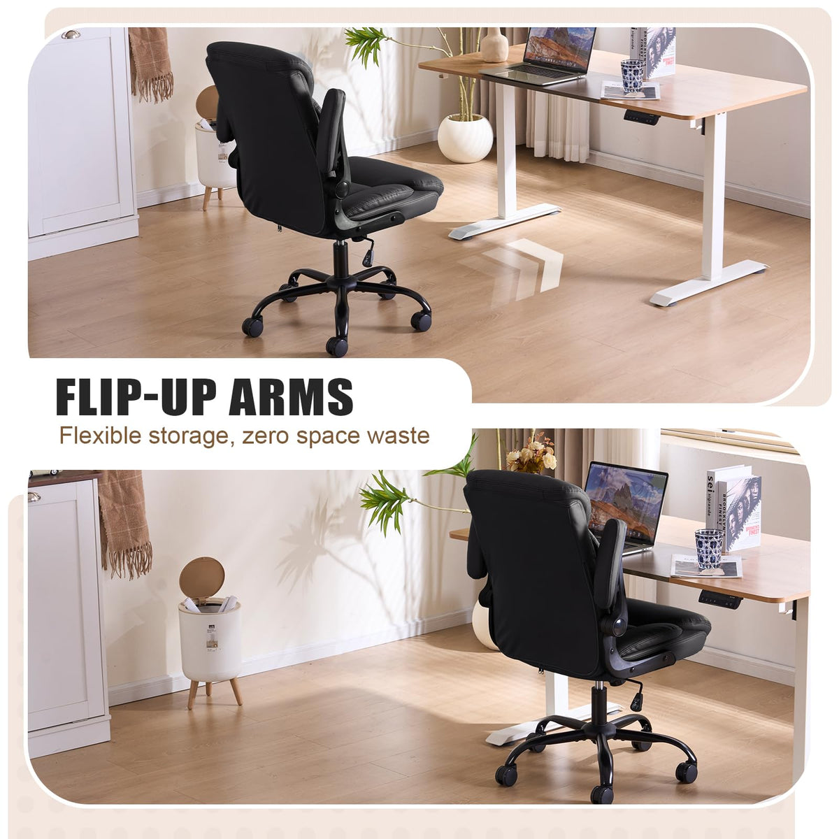 Joynet Leather Executive Office Chair - Black Ergonomic Computer Desk Chair, 18.9 WX 19.3 X 34.3 Inches