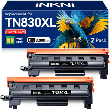 InkNI Compatible Toner Cartridges Replacement for Brother TN830XL TN830 TN 830 XL Toner Cartridges Work for HL-L2460DW DCP-L2640DW HL-L2480DW HL-L2400D HL-L2405W MFC-L2820DW Printer (Black, 2 Pack)