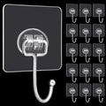 DKHDBD Large Adhesive Hooks, 16-Pack Hold 33lb(Max) Heavy Duty Sticky Hooks, Waterproof Transparent Hooks for Hanging, Self-Adhesive Traceless Clear Wall Hooks to Use for Keys Robe & Towel