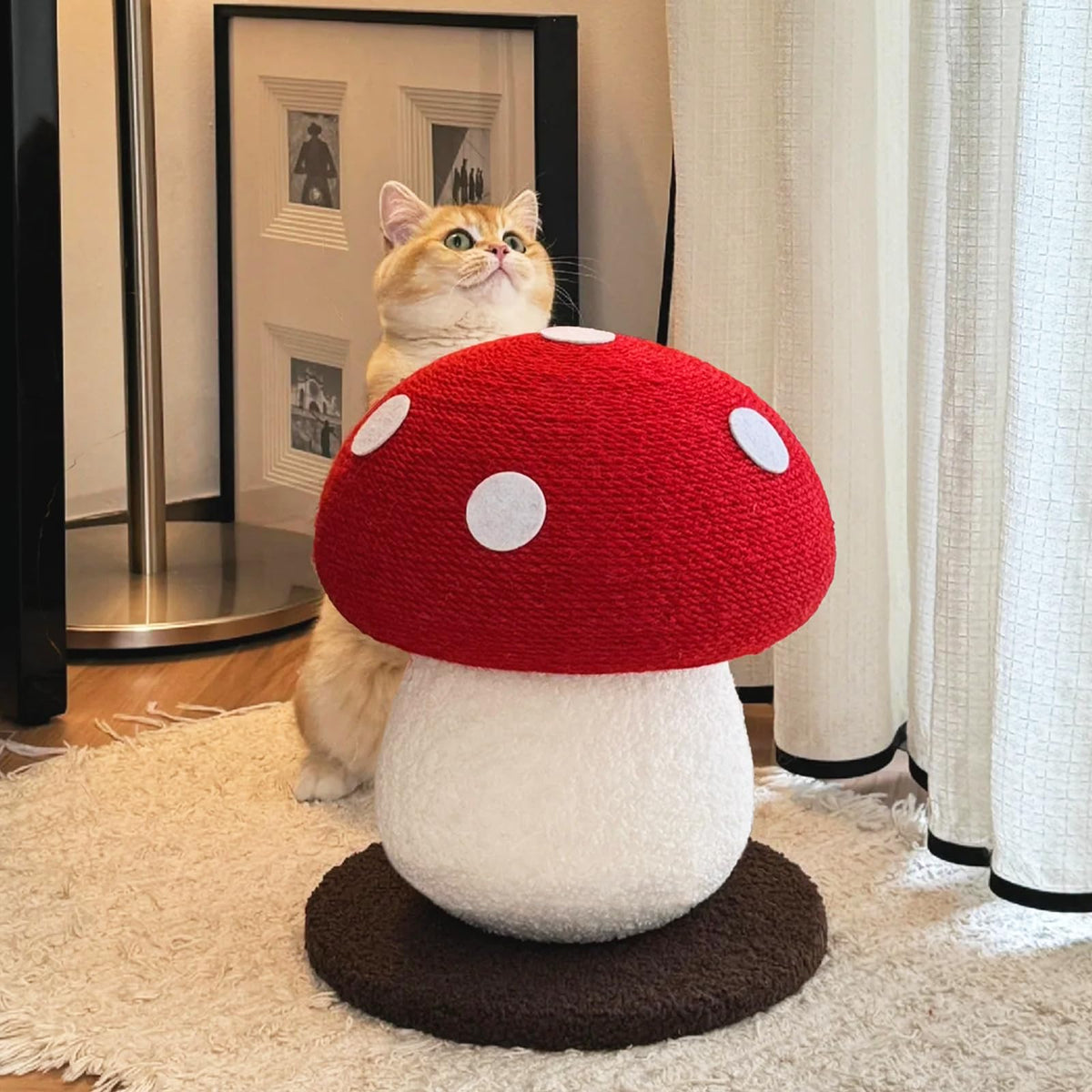 Mushroom Cat Scratcher, Cute Cat Scratching Post, Durable Sisal Rope Cat Scratching Board, Kitten Tree, Cat Toy for Cats to Play and Care for Their Claws, No Assembly Required