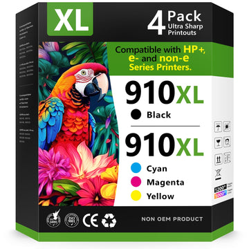 910XL Ink Cartridges for HP Printers Replacement for HP Ink 910XL 910 Combo Pack Work with OfficeJet Pro 8015e 8025e 8020e 8028e 8035e 8020 8022 8025 8035 Printer (4 Pack)