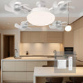 Socket Fan Light with Remote Control, E27 Screw-in, 3 Color Temperatures, 3 Wind Speeds, 4 Head, Dimmable Ceiling Fan Bulb (White, 4-Head)