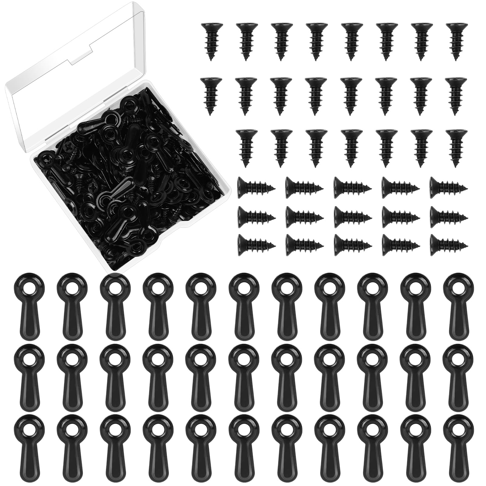 Picture Frame Turn Button Fasteners Set, 100 PCS Picture Frame Backing Clips Photo Frame Hardware Clips with 100 Pieces Screws for Hanging Pictures, Photos, Drawing by PinCute Black