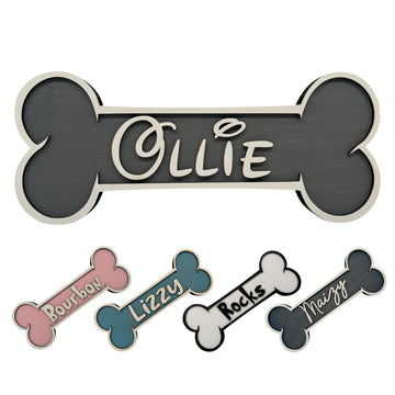 Lumber Reveal USA Personalized Dog Name Plaque | Bone Shaped Sign | Handmade Wooden Sign for Pet House | Customizable Puppy Home Decor | Doghouse Wall Decor | Crate Accessory