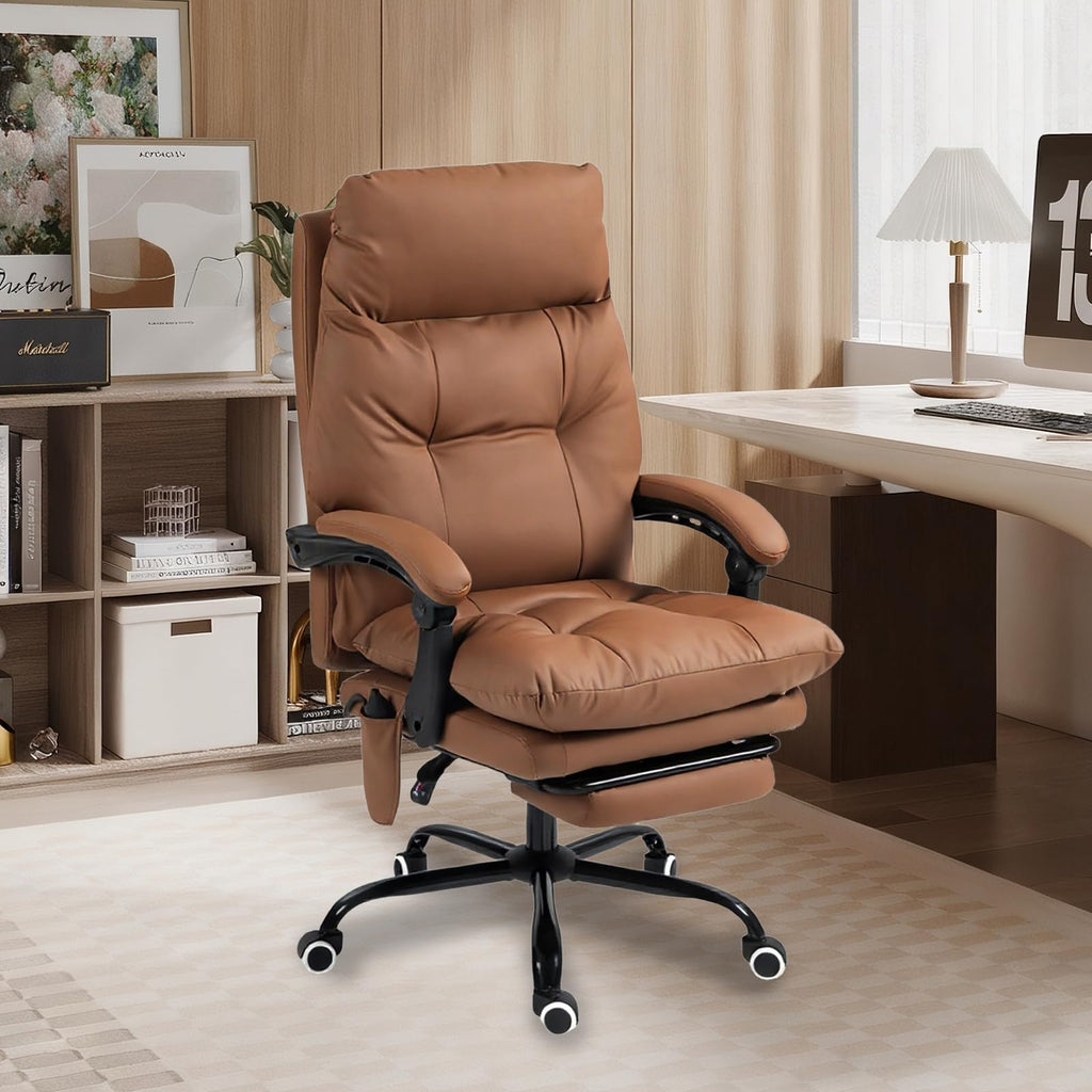 Anjieacen Executive Office Chair 155° Recline High Back Office Chair with Footrest & Adjustable Lumbar Support, Comfy Computer Chair for Study