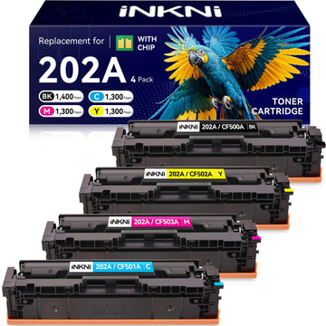 202A Toner Cartridges 4-Pack CF500A - Compatible Replacement for HP 202A 202X for Color LaserJet Pro MFP M281fdw M254dw M281fdn M281cdw M280nw M254dn M254nw Toner Cartridge CF500A CF500X (with Chip)