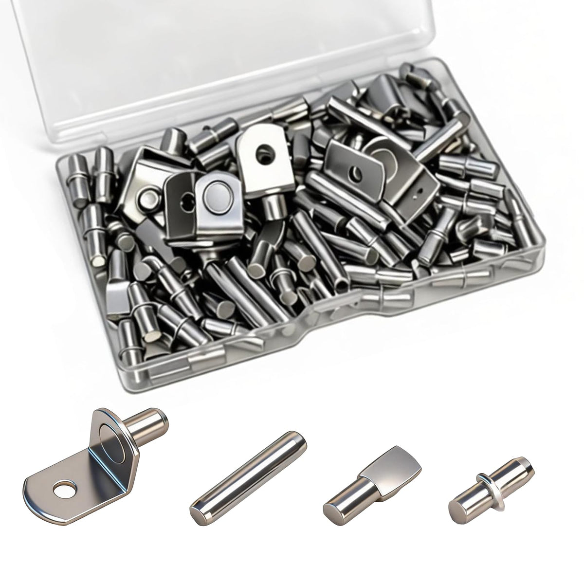 104PCS Shelf Pins Kitchen Cabinet, Premium 4 Styles Kitchen Cabinet Shelf Support Pins, Metal Shelf Support Pegs - Cabinet Shelf Bracket Pegs Shelf Holders Pegs for Kitchen Bookshelf Closet Furniture
