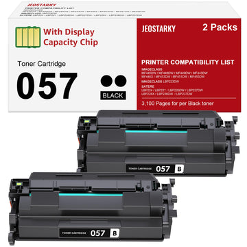 Remanufactured for Canon 057 Toner Cartridge with Display Capacity Chip Replacement for Canon 057 057H Works with Canon imageCLASS MF455dw MF445dw mf451dw LBP227dw Printer (Black, 2-Pack)