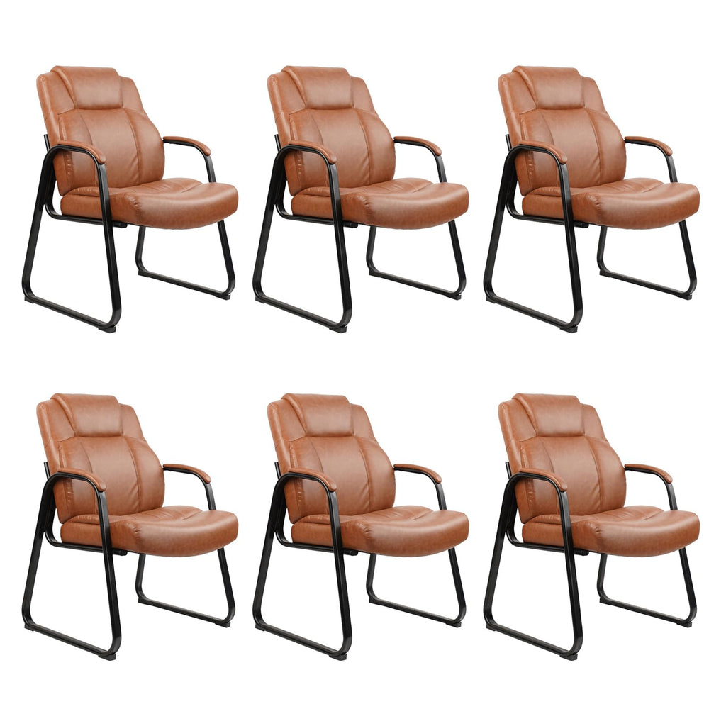 Clatina Big & Tall 500 Lb. Guest Chair, Pu Leather Office Reception Chairs with Sled Base, Desk Chair No Wheels for Waiting Room Conference