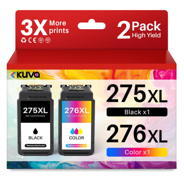 Kuva PG-275XL CL-276XL Ink Cartridges Replacement for Canon 275XL 276XL Combo Pack for Pixma TS3500 TS3522 TS3520 TR4700 TR4720 TR4722 Printer (1 Black, 1 Tricolor)