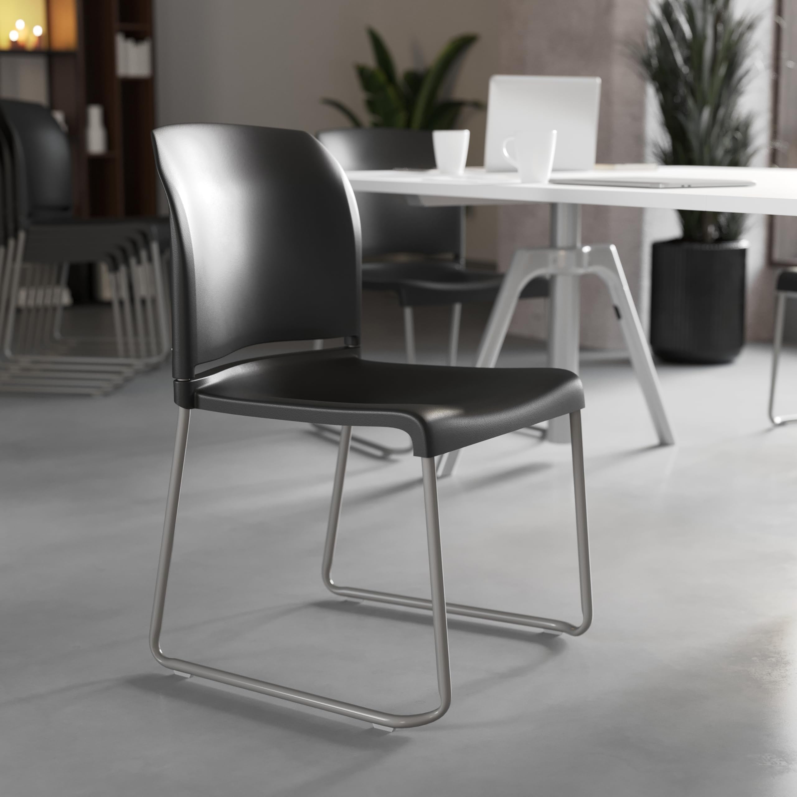 Flash Furniture Hercules Stack Chair, Black, Set of 1