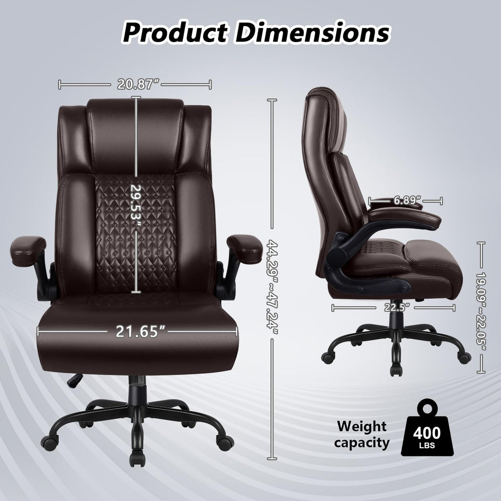 Vendorz Office Chair, Big and Tall 400lbs Heavy Duty Executive Office Desk Chair with Flip-up Armrest, Ergonomic Swivel High Back Office Chairs